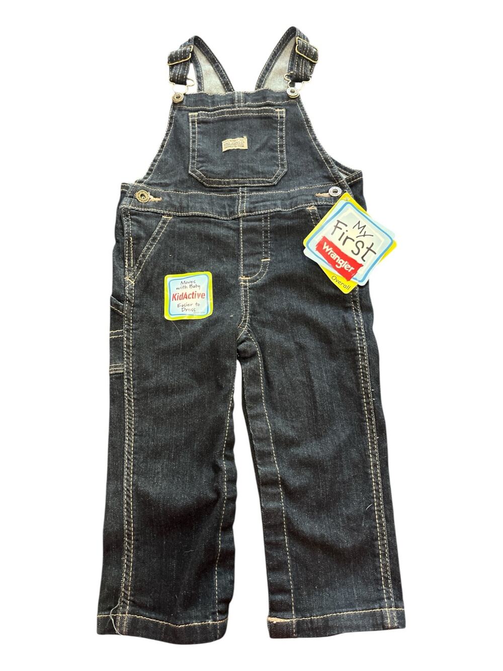 NEW Wrangler-Boy-Flec Kid Active Overall-Sz 18-D.Blue-Adj strap-Snap crotch1173